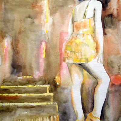 Cabaret, 11x14, 2008, watercolor on watercolor paper