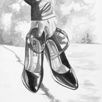 Shoes I, 8x10, 2004, ink on watercolor paper