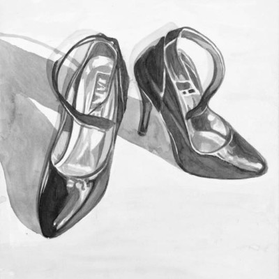 Shoes II, 8x10, 2004, ink on watercolor paper