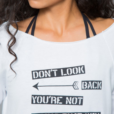 Hourglass Studios, Apparel Design, Your Divine, Don't Look Back, White Pullover, Screen Print