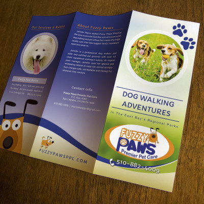 Fuzzy Paws, Trifold Brochure, Outside